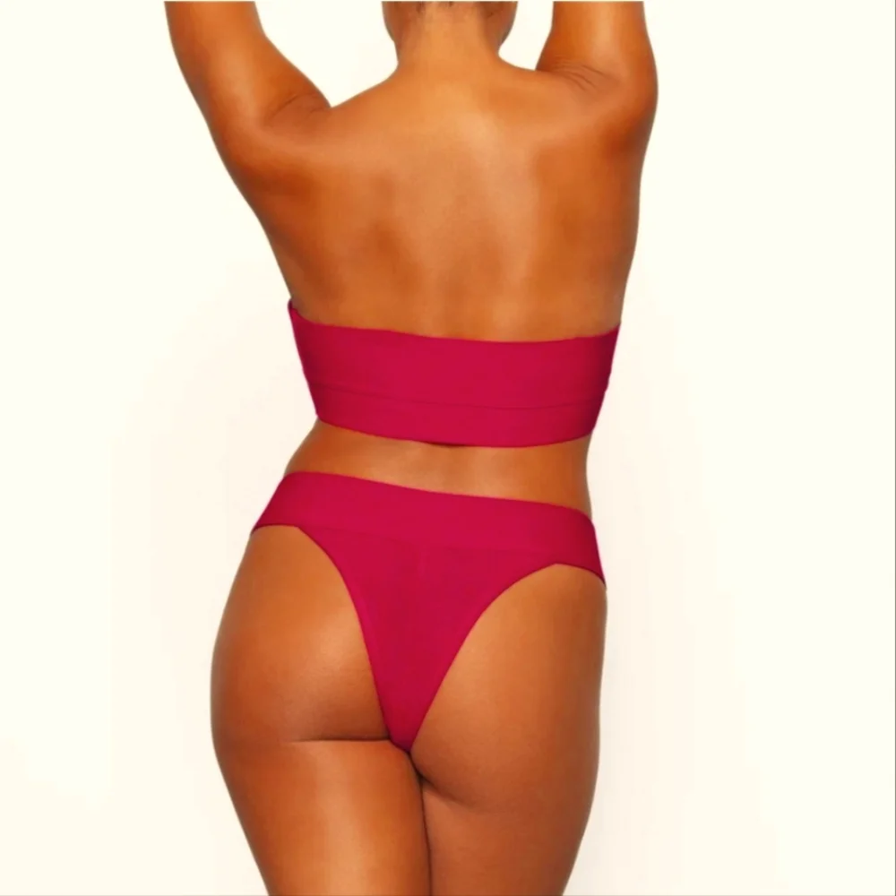 NWT SKIMS KNIT SWIM CHEEKY BIKINI BOTTOM MAGENTA 2X